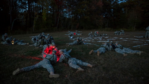 ROTC cadets perform a training exercise